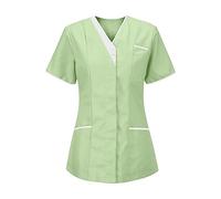 KHIRVWL 2025 Camici da Lavoro Donna Top Uniforms Estate Donna Uniformi Sanitarie Slim-Fit Divisa Sanitaria Classica Uniforms a Manica Corta Scollo V con Tasca per Infermieri