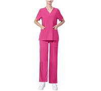 KHIRVWL 2025 Offerte Lampo del Giorno Divisa Sanitaria Femminile Uniforme Sanitaria Donna Set con Casacca e Pantaloni Uniforme Medico Abbigliamento Lavoro Uniformi Sanitarie Top