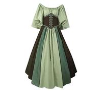 KHIRVWL Abiti da Sera Medievale Donna con Lacci e Scollo a Barchetta Stile retrò Gonna Lunga Collo Quadrato Abito a Maniche Lunghe Stile Palazzo Cosplay Trucco per Feste Vestito da Palazzo per Feste