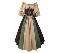 KHIRVWL Abiti da Sera Medievale Donna con Lacci e Scollo a Barchetta Stile retrò Gonna Lunga Collo Quadrato Abito a Maniche Lunghe Stile Palazzo Cosplay Trucco per Feste Vestito da Palazzo per Feste