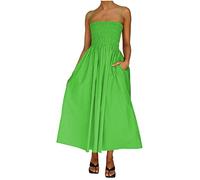KHIRVWL Abito da Donna in Cotone e Lino Senza Maniche con Bretelle a Vita Alta Lunghe Abito Casual a Girocollo Primavera Offerte del Giorno