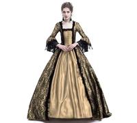 KHIRVWL Abito Medievale da Donna Abito Rinascimentale Palazzo Gotico in Pizzo Vita retrò Abito Maxi Manica a Campana Abito da Festa Principessa Cosplay Costume Medievale Gli Abiti da Cocktail