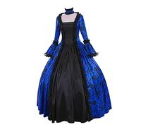 KHIRVWL Abito Medievale da Donna Manica a Campana Costume Vintage Rinascimentale Manica Lunga Abito da Festa Mascherata Cosplay Carnevale Abito da Sera da Principessa Abito a Tunica da Donna