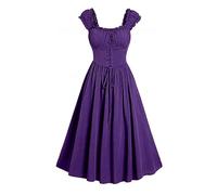 KHIRVWL Abito Medievale da Donna Taglie Forti Abito Gotico con Spalle Scoperte Manica Corta Abito Maxi Modellante Abito Elegante da Donna Abito da Sera Abito da Festa Abito da Sera Elegante