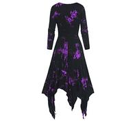 KHIRVWL Abito Medievale Vintage da Donna Abito Lungo Palazzo Rinascimentale Vittoriano Plus Size Tie Dye Stampato a Maniche Lunghe con Lacci Abito Gotico Festa di Carnevale di Halloween