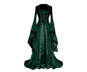 KHIRVWL Abito Regency da Donna Abito Medievale Vittoriano retrò Abito Lungo con Maniche a Campana con Cintura a Vita Alta Abito da Sera Elegante Stile Palazzo Gli Abiti da Cocktail