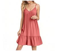 KHIRVWL Abito Tubino Donna con Spalline Sottili Tessuto Traspirante Vestito Estivo da Donna Casual Vestitino Donna Abito Corto Miniabito Scollo a V Allentato Abiti a Camicia per Tutti i Giorni