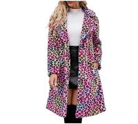 KHIRVWL Cappotti Invernali da Donna Morbida Pelliccia Sintetica Stampa Leopardata Cardigan Lunghi Giacche Cappotti Caldi Cappotti e Giacche Eleganti da Donna Parka da Donna Giacche Calde Imbottite
