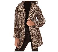KHIRVWL Cappotto in Pelliccia Sintetica Leopardata Giacca Morbida Autunnale E Invernale da Donna Calda Ed Elegante Parka a Maniche Lunghe in Pelliccia Sintetica Cardigan Giacca a Vento Elegante