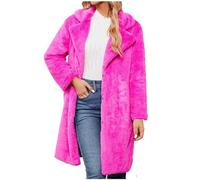 KHIRVWL Cappotto Lungo Pelliccia Donna Cappotto Invernale in Morbida Pelliccia Sintetica Giacca in Peluche da Donna Giacca Calda Cardigan Taglie Forti Tinta Unita con Risvolto Manica Lunga