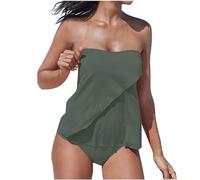 KHIRVWL Costume da Bagno Estivo da Donna in Due Pezzi Tinta Unita Costumi da Bagno Push Up Imbottito Reggiseno Bikini Swimwear Abiti da Spiaggia Offerte Lampo del Giorno