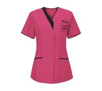 KHIRVWL Divisa Sanitaria Donna Cotone Divisa Medico Elegante Manica Corta Camice da Laboratorio Elasticizzato Leggero Camice da Lavoro Officina Pulizie Uniformi Infermiere Casacca Personalizzato