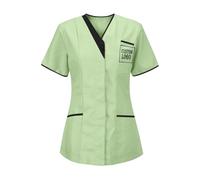 KHIRVWL Divisa Sanitaria Donna Cotone Divisa Medico Elegante Manica Corta Camice da Laboratorio Elasticizzato Leggero Camice da Lavoro Officina Pulizie Uniformi Infermiere Casacca Personalizzato