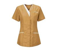 KHIRVWL Divisa Sanitaria Donna Cotone Divisa Medico Elegante Manica Corta Camice da Laboratorio Elasticizzato Leggero Camice da Lavoro Officina Pulizie Divisa Sanitaria Divisa Infermiere Casacca