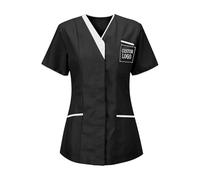KHIRVWL Divisa Sanitaria Donna Cotone Divisa Medico Elegante Manica Corta Camice da Laboratorio Elasticizzato Leggero Camice da Lavoro Officina Pulizie Uniformi Infermiere Casacca Personalizzato