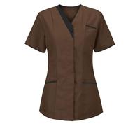 KHIRVWL Divisa Sanitaria Donna Cotone Divisa Medico Elegante Manica Corta Camice da Laboratorio Elasticizzato Leggero Camice da Lavoro Officina Pulizie Divisa Sanitaria Divisa Infermiere Casacca