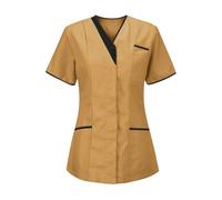 KHIRVWL Divisa Sanitaria Donna Cotone Divisa Medico Elegante Manica Corta Camice da Laboratorio Elasticizzato Leggero Camice da Lavoro Officina Pulizie Divisa Sanitaria Divisa Infermiere Casacca