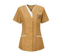 KHIRVWL Divisa Sanitaria Donna Cotone Divisa Medico Elegante Manica Corta Camice da Laboratorio Elasticizzato Leggero Camice da Lavoro Officina Pulizie Uniformi Infermiere Casacca Personalizzato