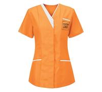 KHIRVWL Divisa Sanitaria Donna Cotone Divisa Medico Elegante Manica Corta Camice da Laboratorio Elasticizzato Leggero Camice da Lavoro Officina Pulizie Uniformi Infermiere Casacca Personalizzato