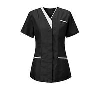 KHIRVWL Divisa Sanitaria Donna Cotone Divisa Medico Elegante Manica Corta Camice da Laboratorio Elasticizzato Leggero Camice da Lavoro Officina Pulizie Divisa Sanitaria Divisa Infermiere Casacca
