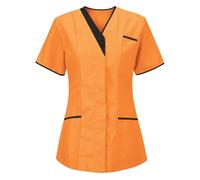 KHIRVWL Divisa Sanitaria Donna Cotone Divisa Medico Elegante Manica Corta Camice da Laboratorio Elasticizzato Leggero Camice da Lavoro Officina Pulizie Divisa Sanitaria Divisa Infermiere Casacca