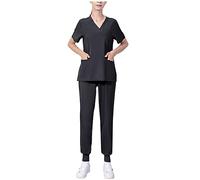 KHIRVWL Divise Sanitarie Donna Cotone, Divisa Infermiere Uniforme Sanitaria Donna Elastica Divise Ospeliere Cordoncino Camice Medico Divisa OSS Donna Set Uniforme Donna Maglia Frontale & Pantaloni