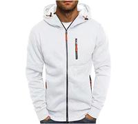 KHIRVWL Felpa in Cotone Leggero Full Zip e Cappuccio con Tasche Felpa della Tuta Uomo in Cotone Sportiva Casa Palestra Jogging Tempo Libero