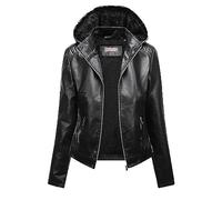KHIRVWL Giacca in Pelle da Donna Giacca e Tasche con Cerniera Giacca da Moto retrò a Maniche Lunghe Giacca da Donna in Finta Pelle con Cappuccio Giacca da Moto Casual Giacca Autunnale e Invernale