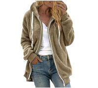 KHIRVWL Giacca Invernale da Donna Patchwork Tinta Unita Felpa con Cappuccio da Donna in Pile a Maniche Lunghe con Zip Felpa da Donna Autunno Inverno Casual Felpa Pelosa Giacca Giacca Calda Tascabile