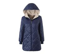 KHIRVWL Giacca Lana Donna Cappuccio Interno Peluche Termica Caldo Ispessito Piumino Lungo Donna Invernale Giacca Imbottita in Cotone Cappotti Pile Impermeabile Outdoor Parka Antivento Jacket