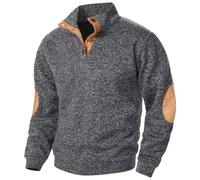 KHIRVWL Giacca Lavoro A Maglia Uomo Bicolore Collo Alto Bottoni Felpe Sportiva Pullover in Pile con Zip Intera Invernale Oversize Felpa Cappuccio da Lavoro Loungewear Elegante Comfort Streetwear