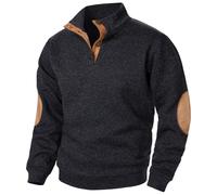 KHIRVWL Giacca Lavoro A Maglia Uomo Bicolore Collo Alto Bottoni Felpe Sportiva Pullover in Pile con Zip Intera Invernale Oversize Felpa Cappuccio da Lavoro Loungewear Elegante Comfort Streetwear