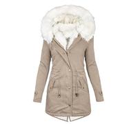 KHIRVWL Giacca Parka Donna Invernale con Cappuccio Medio Lungo Cappotto Giubbotto Foderato in Pile Antivento Caldo Cappotti Giaccone in Cotone con Cerniera Tasche Outdoor Viaggio Giacca di Cotone