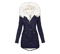 KHIRVWL Giacca Parka Donna Invernale con Cappuccio Medio Lungo Cappotto Giubbotto Foderato in Pile Antivento Caldo Cappotti Giaccone in Cotone con Cerniera Tasche Outdoor Viaggio Giacca di Cotone