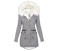KHIRVWL Giacca Parka Donna Invernale con Cappuccio Medio Lungo Cappotto Giubbotto Foderato in Pile Antivento Caldo Cappotti Giaccone in Cotone con Cerniera Tasche Outdoor Viaggio Giacca di Cotone
