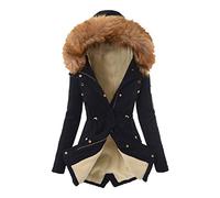 KHIRVWL Giacca Parka Donna Invernale con Cappuccio Medio Lungo Cappotto Giubbotto Foderato in Pile Antivento Caldo Cappotti Giaccone in Cotone con Cerniera Tasche Outdoor Viaggio Giacca di Cotone
