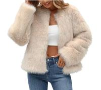 KHIRVWL Giacche in Pelliccia Sintetica Cappotti a Maniche Lunghe da Donna Cappotti di Pelliccia Eleganti Morbidi e Confortevoli Parka Caldi Giacche Taglie Forti Cappotti Cardigan in Peluche