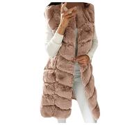 KHIRVWL Gilet Pelliccia Sintetica Donna Cappotto Invernale Lungo Cappotto Elegante e Confortevole Senza Maniche Giacca Invernale Calda Gilet di Pelliccia Capispalla Cardigan Taglie Forti