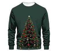 KHIRVWL Maglione da Uomo Natalizio Stampato Tridimensionale Albero di Natale Pullover a Maniche Lunghe Girocollo Maglia Top Casual Elegante per Autunno E Inverno Maglie Natale Famiglia