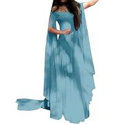 KHIRVWL Manica Lunga Cosplay Abito Medievale da Donna Gotico retrò Manica Lunga Tinta Unita Corsetto Abito con Spalle Scoperte Festa di Halloween Cosplay Stile Palazzo Vestiti vittoriani Donna