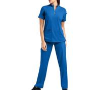 KHIRVWL Offerte Lampo del Giorno Divisa Sanitaria Donna Uniforme Sanitaria Femminile Set con Casacca e Pantaloni Divise Sanitarie Camice Medico per Donne Set Uniforme Donna Maglietta Frontale
