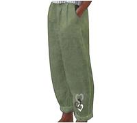KHIRVWL Offerte Lampo del Giorno Pantaloni Estivi Casual Larghi in Cotone e Lino con Stampa da Donna Pantaloni Leggeri Estivi con Coulisse Pants Elastico Pantaloni a Gamba Dritta Pantaloni da Jogging