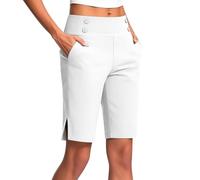 KHIRVWL Pantaloni Capri Donna Estivi Pantaloni Sportivi Donna Pantaloncini 3/4 Cotone Bermuda Pantaloncini Cargo Shorts Casual A Vita Alta Gamba Larga Short Corti da Lavoro con Tasche Mode