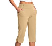 KHIRVWL Pantaloni Capri Donna Estivi Pantaloni Sportivi Donna Pantaloncini 3/4 Cotone Bermuda Pantaloncini Cargo Shorts Casual A Vita Alta Gamba Larga Short Corti da Lavoro con Tasche Mode