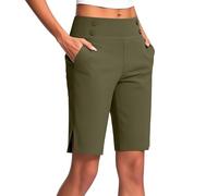 KHIRVWL Pantaloni Capri Donna Estivi Pantaloni Sportivi Donna Pantaloncini 3/4 Cotone Bermuda Pantaloncini Cargo Shorts Casual A Vita Alta Gamba Larga Short Corti da Lavoro con Tasche Mode