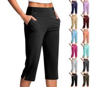 KHIRVWL Pantaloni Capri Donna Estivi Pantaloni Sportivi Donna Pantaloncini 3/4 Cotone Bermuda Pantaloncini Cargo Shorts Casual A Vita Alta Gamba Larga Short Corti da Lavoro con Tasche Mode