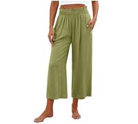 KHIRVWL Pantaloni Dritti Donna Vita Regolabile Cotone Lino Traspirante Gamba Dritta Elastica con Coulisse Elegante Tinta Unita Pants con Tasche per Ladies Offerte Lampo del Giorno