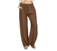 KHIRVWL Pantaloni Lampi Lunghi Donna Cotone Naturale Vita Elasticizzata Casual Gamba Dritta Elastica con Coulisse Elegante Tinta Unita Pants con Tasche per Ladies Offerte Lampo del Giorno