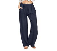 KHIRVWL Pantaloni Lampi Lunghi Donna Cotone Naturale Vita Elasticizzata Casual Gamba Dritta Elastica con Coulisse Elegante Tinta Unita Pants con Tasche per Ladies Offerte Lampo del Giorno
