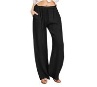 KHIRVWL Pantaloni Lampi Lunghi Donna Cotone Naturale Vita Elasticizzata Casual Gamba Dritta Elastica con Coulisse Elegante Tinta Unita Pants con Tasche per Ladies Offerte Lampo del Giorno